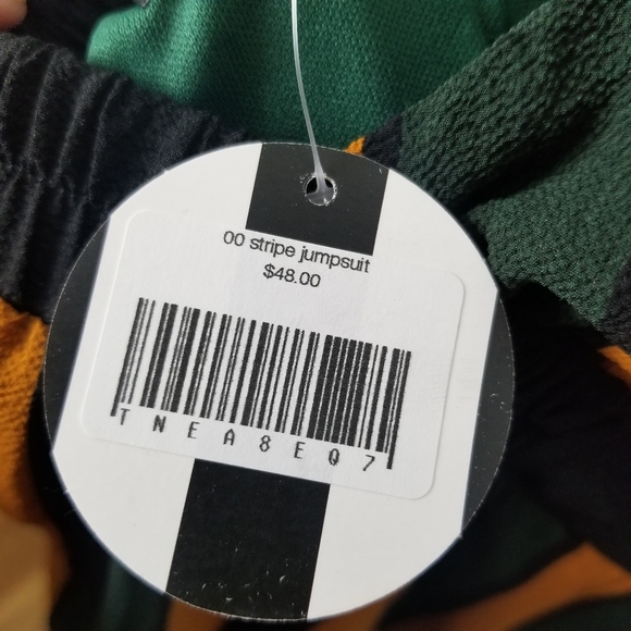 Striped Green and Orange Jumpsuit - Picture 6 of 7